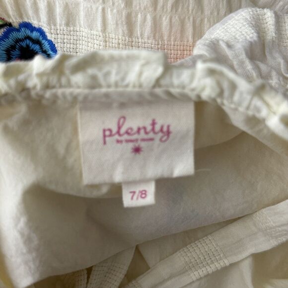 Plenty Tracy Reese Dress Girls 7/8 Cream Pink Blue Floral‎ Ruffle Boho Peasant - Picture 5 of 6